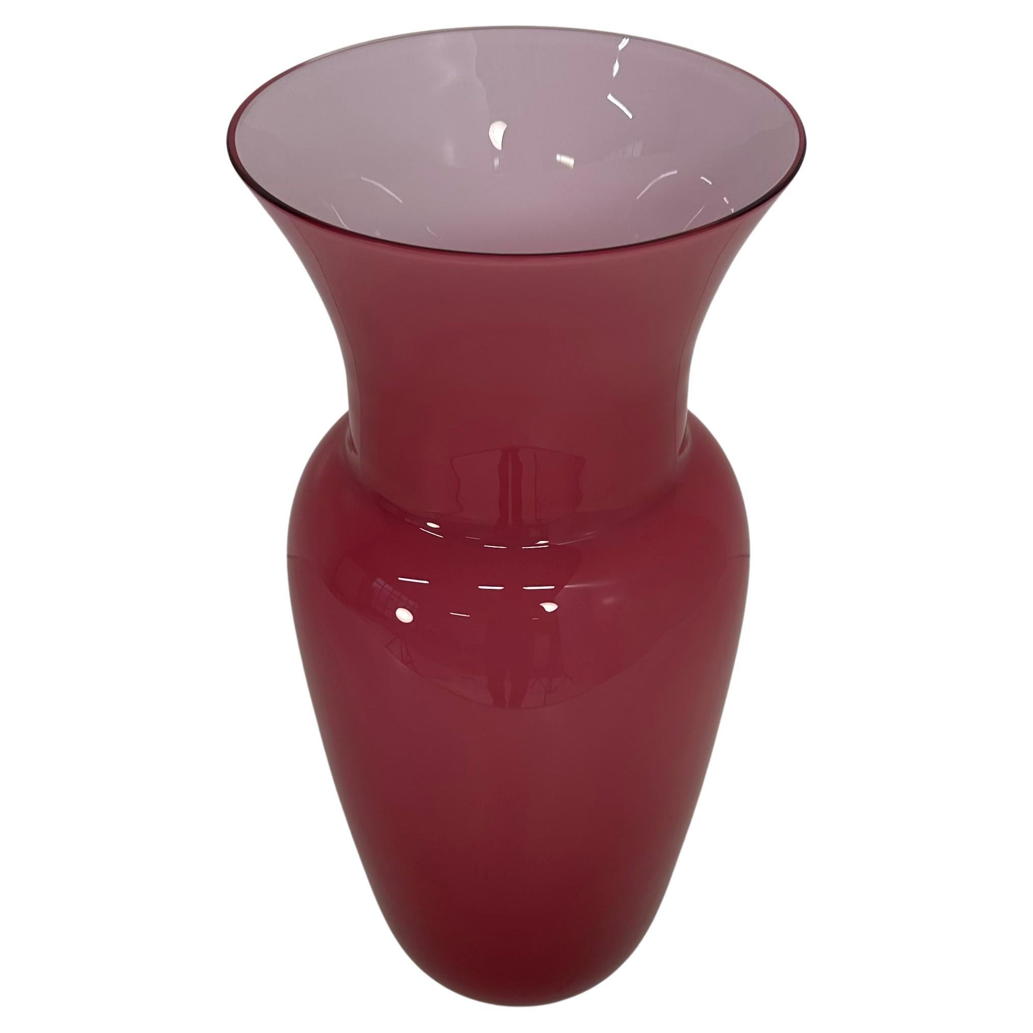 Italian Pink Murano Glass Vase, By Tommaso Buzzi, 1990s