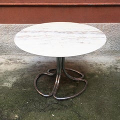 Italian Pink Portugal Marble and Steel Dining Table, 1970s