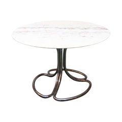 Italian Pink Portugal Marble and Steel Dining Table, 1970s