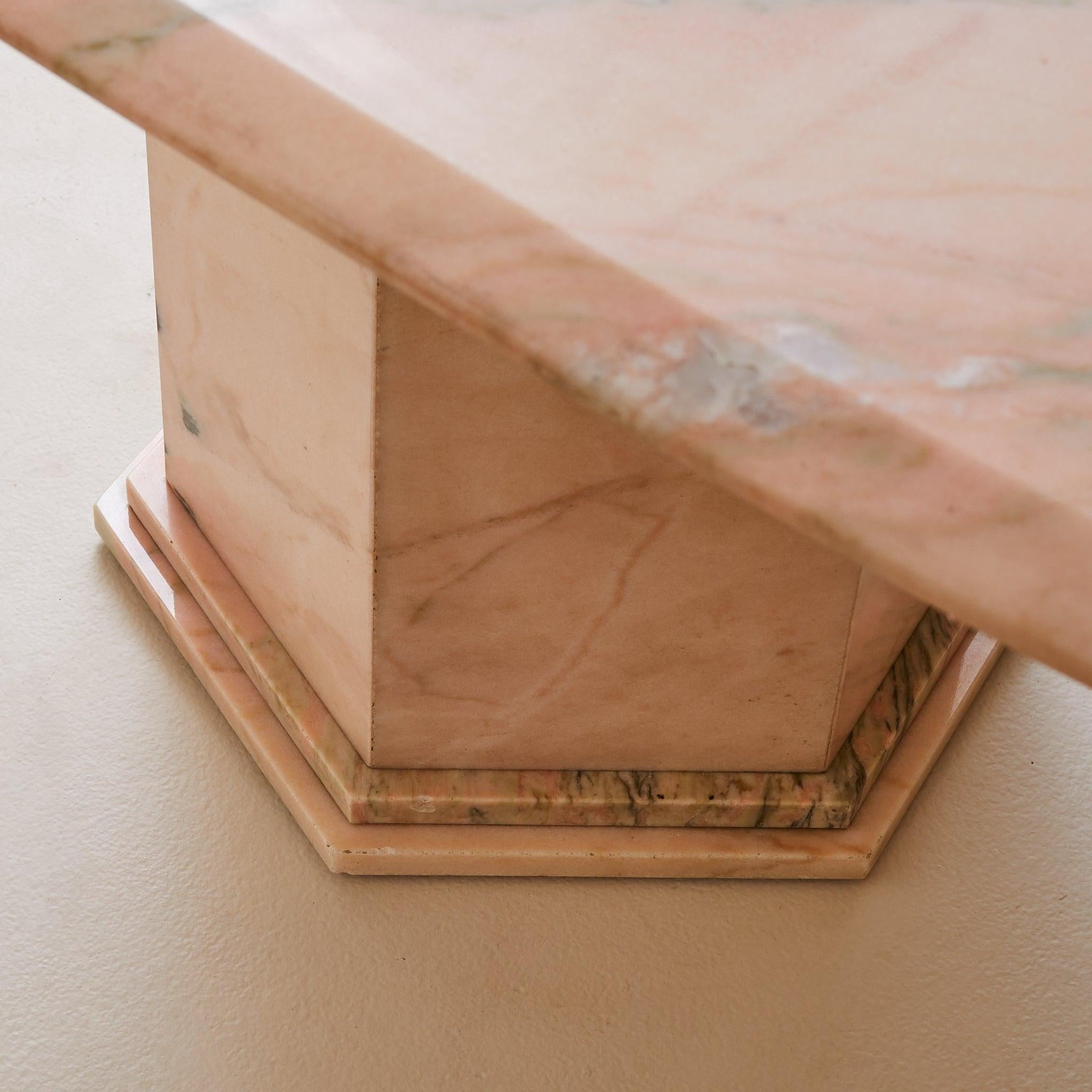 Italian Pink Portuguese Marble Oblong Dining Table with Pedestal Bases, 1970s im Angebot 4