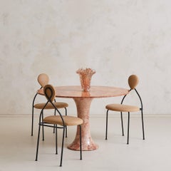 Italian Pink + Red Marble Pedestal Dining or Center Table, 1970s