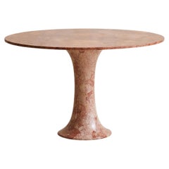 Italian Pink + Red Marble Pedestal Dining or Center Table, 1970s