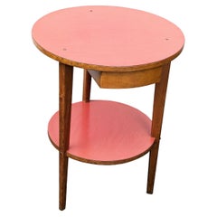 Italian pink/red Plastic Laminate & Wood side Table or bedside table, 1960s