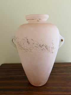 Italian Pink Roman Style Scavo Glass Vase