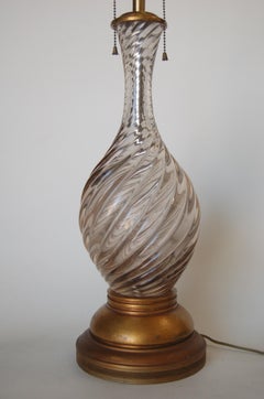Italian Pink Swirled Murano Glass Table Lamp