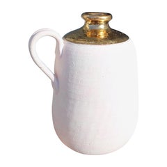 Italian Pink Vase Ceramic Gold 24KT Bitossi Aldo Londi 1970