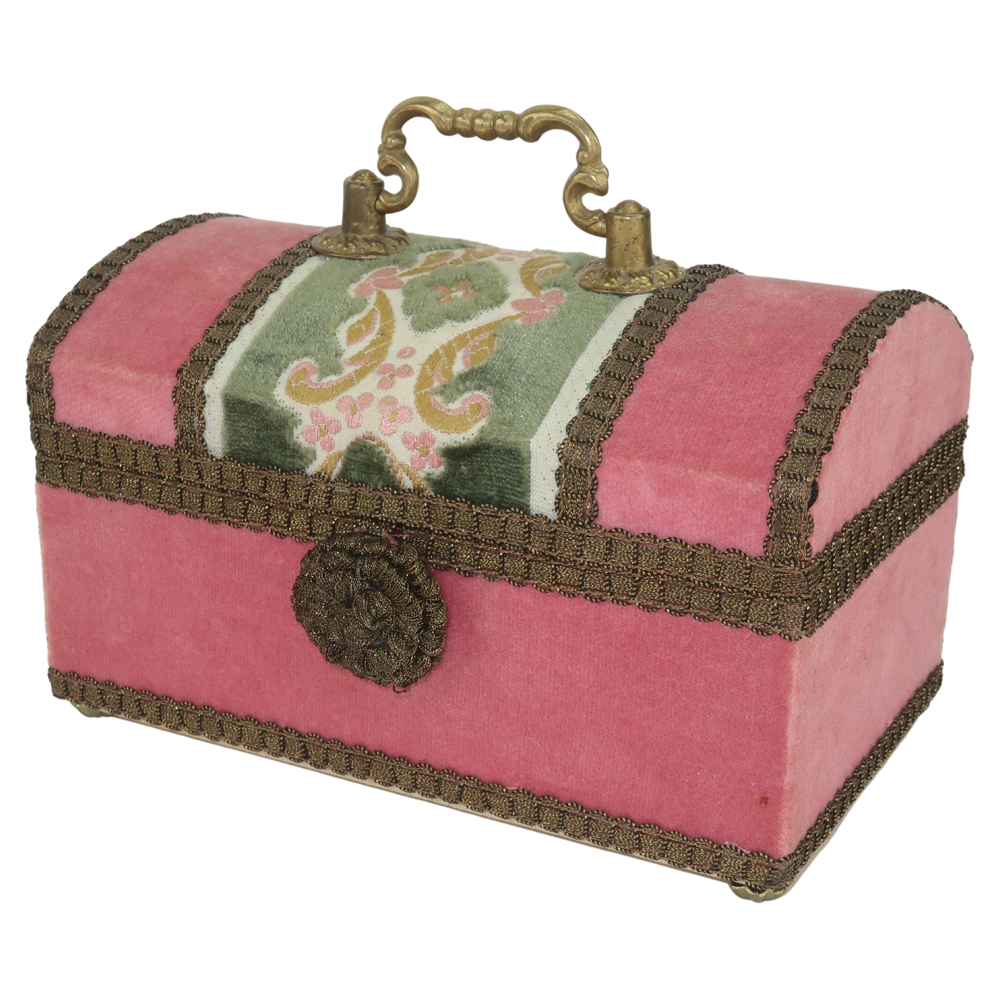 Italian Pink Velvet Brocade Box Handbag, 1960's