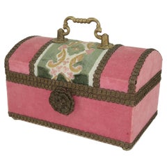 Vintage Italian Pink Velvet Brocade Box Handbag, 1960's