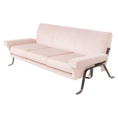 Italian Pink Velvet Sofa by Ignazio Gardella