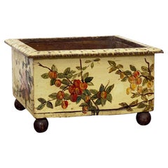 Antique Italian Planter or Flower Box of Painted Wood from the 19th c.
