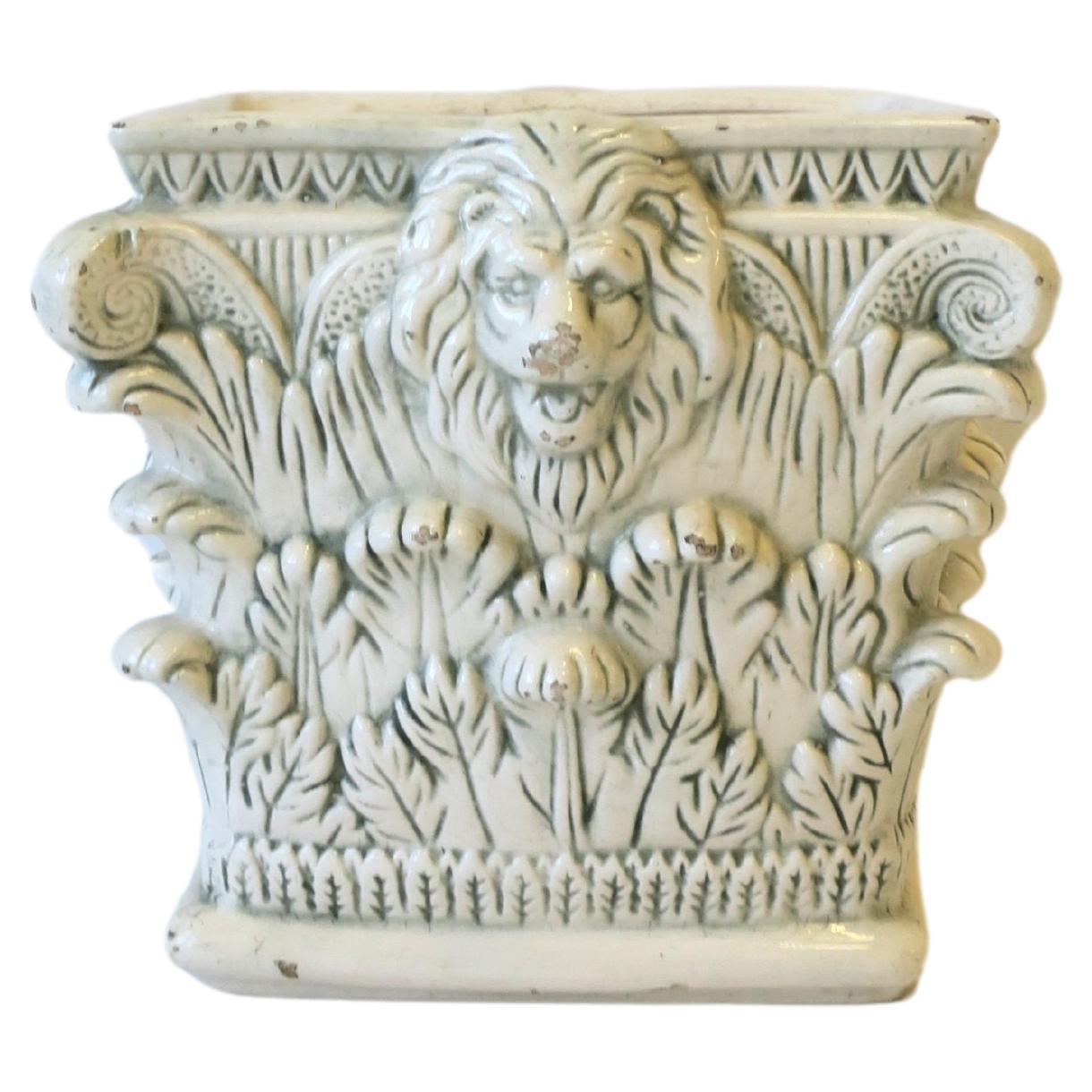 Italian Planter Pot Jardinière Cachepot with Lion Head Design