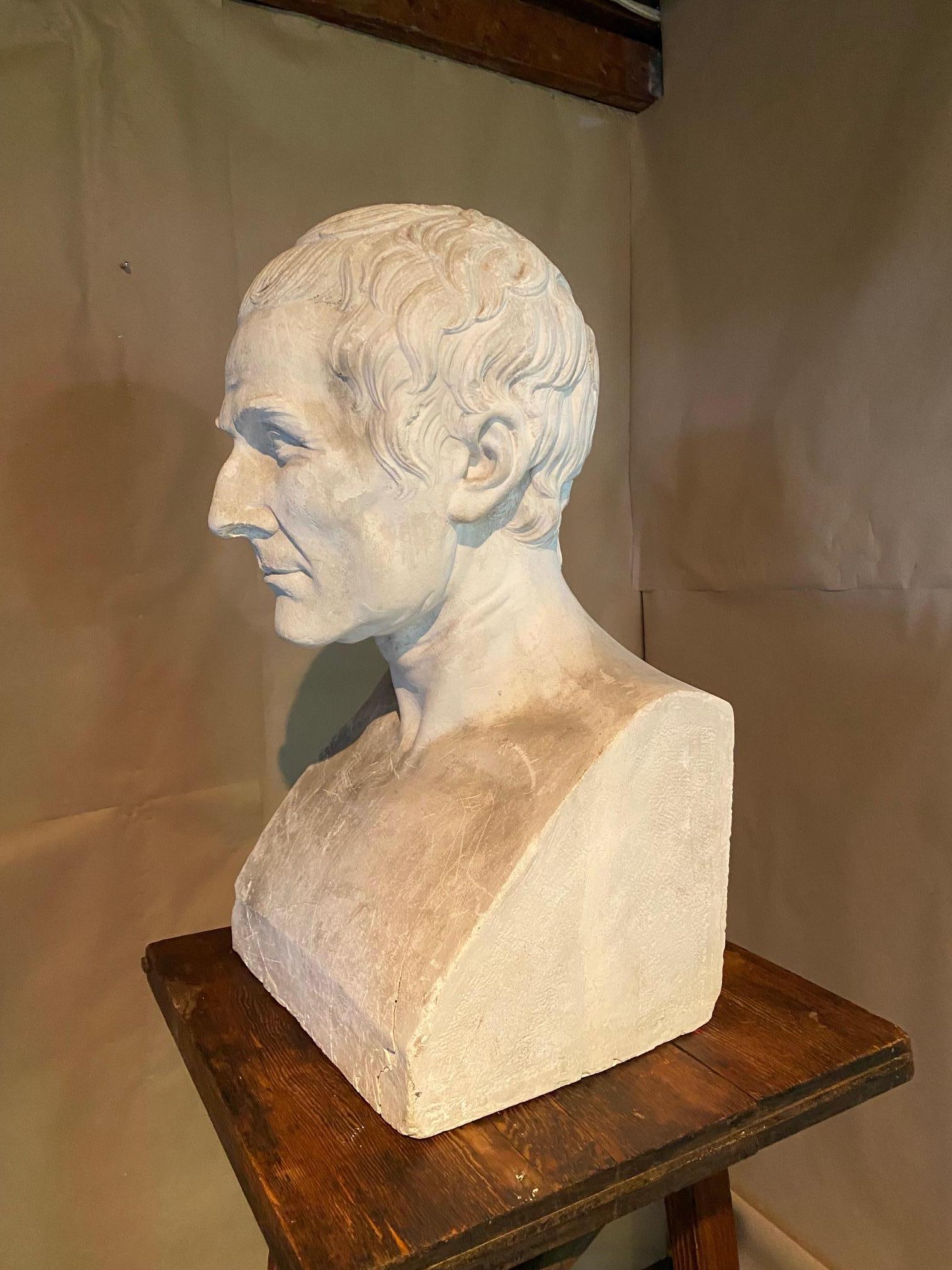 Classical Roman Italian Plaster Bust of Cesar