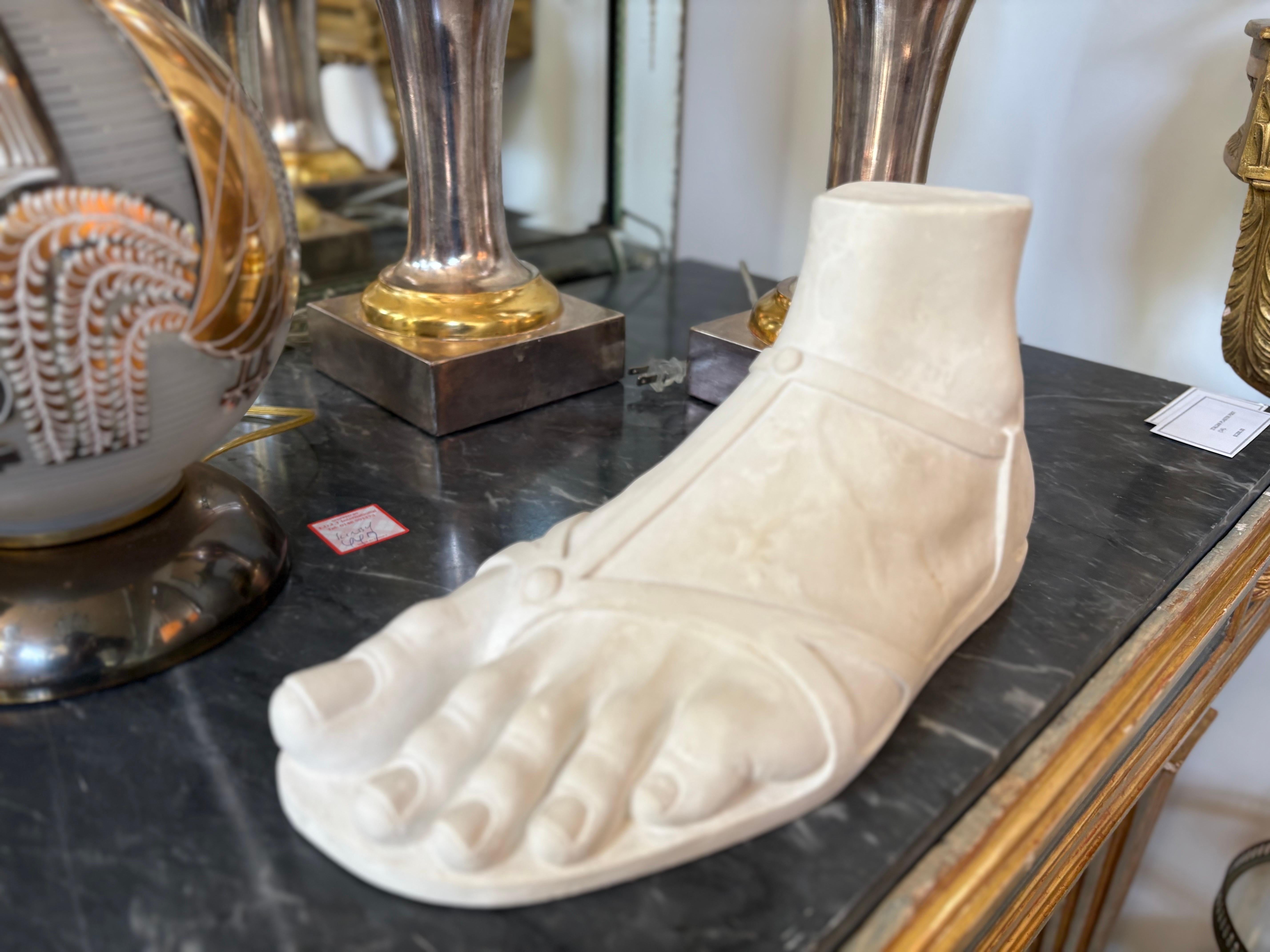 Classical Greek Italian Plaster Foot With Sandal For Sale