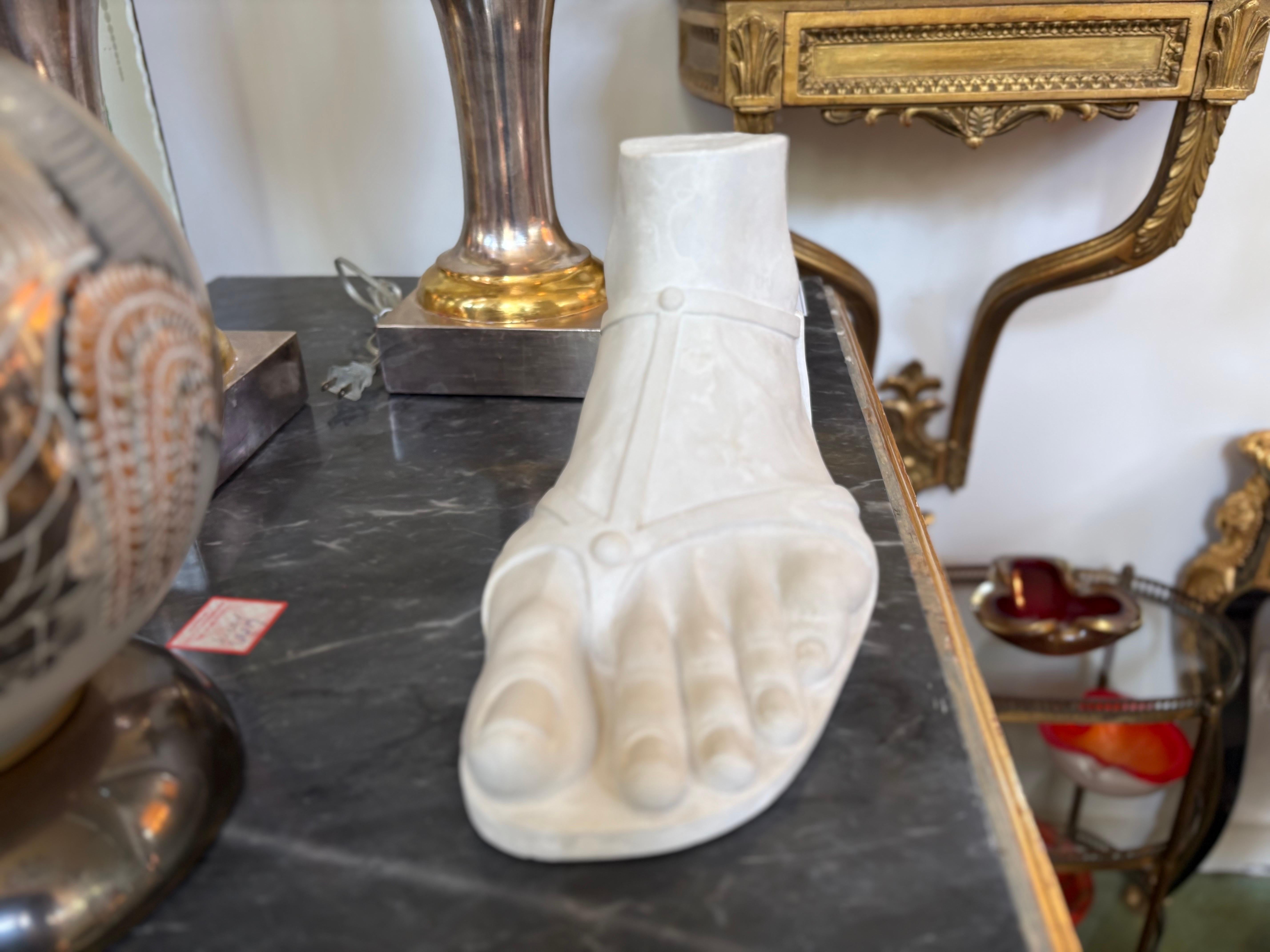 Mid-20th Century Italian Plaster Foot With Sandal For Sale