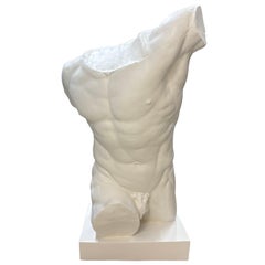 Sculpture italienne en plâtre de torse masculin d'un athlète classique