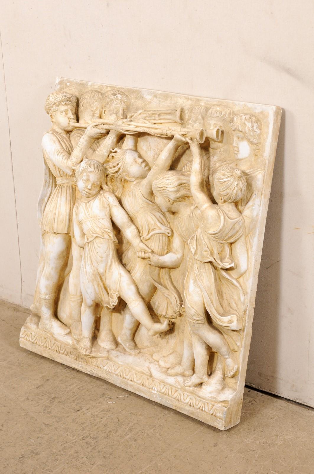 Italian Plaster Relief in Roman Figure Motif from the Mid-20th Century In Good Condition For Sale In Atlanta, GA
