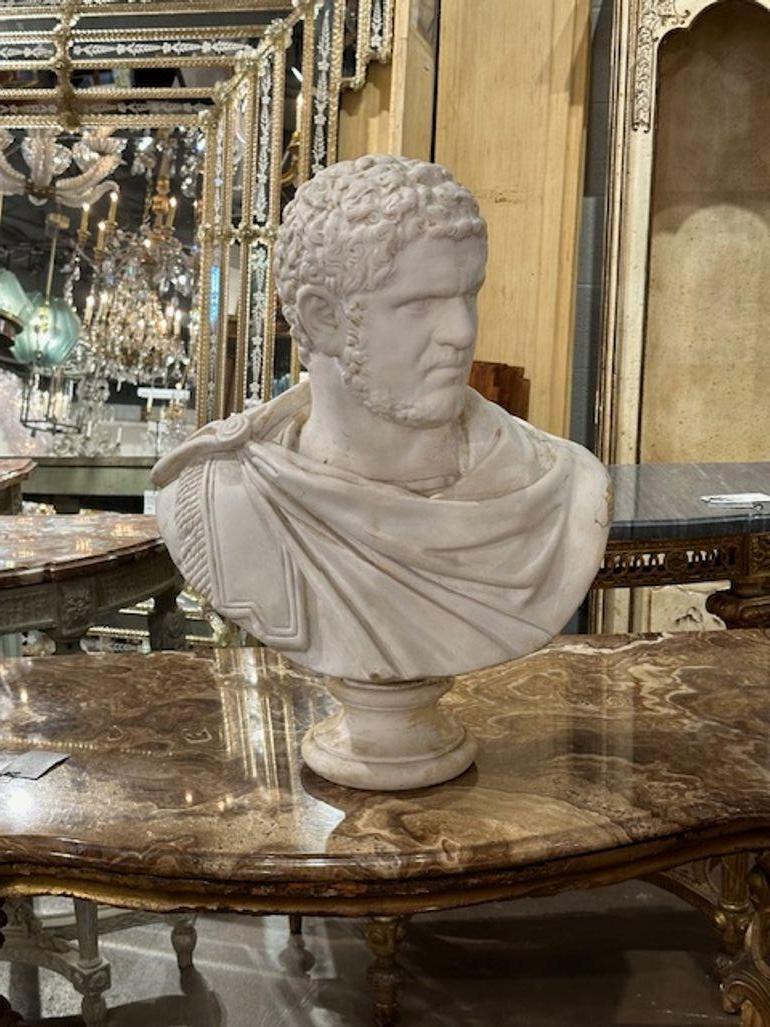 Early 20th century Italian plaster bust of Roman Emperor Caracalla. Circa 1920. Sure to make a statement!