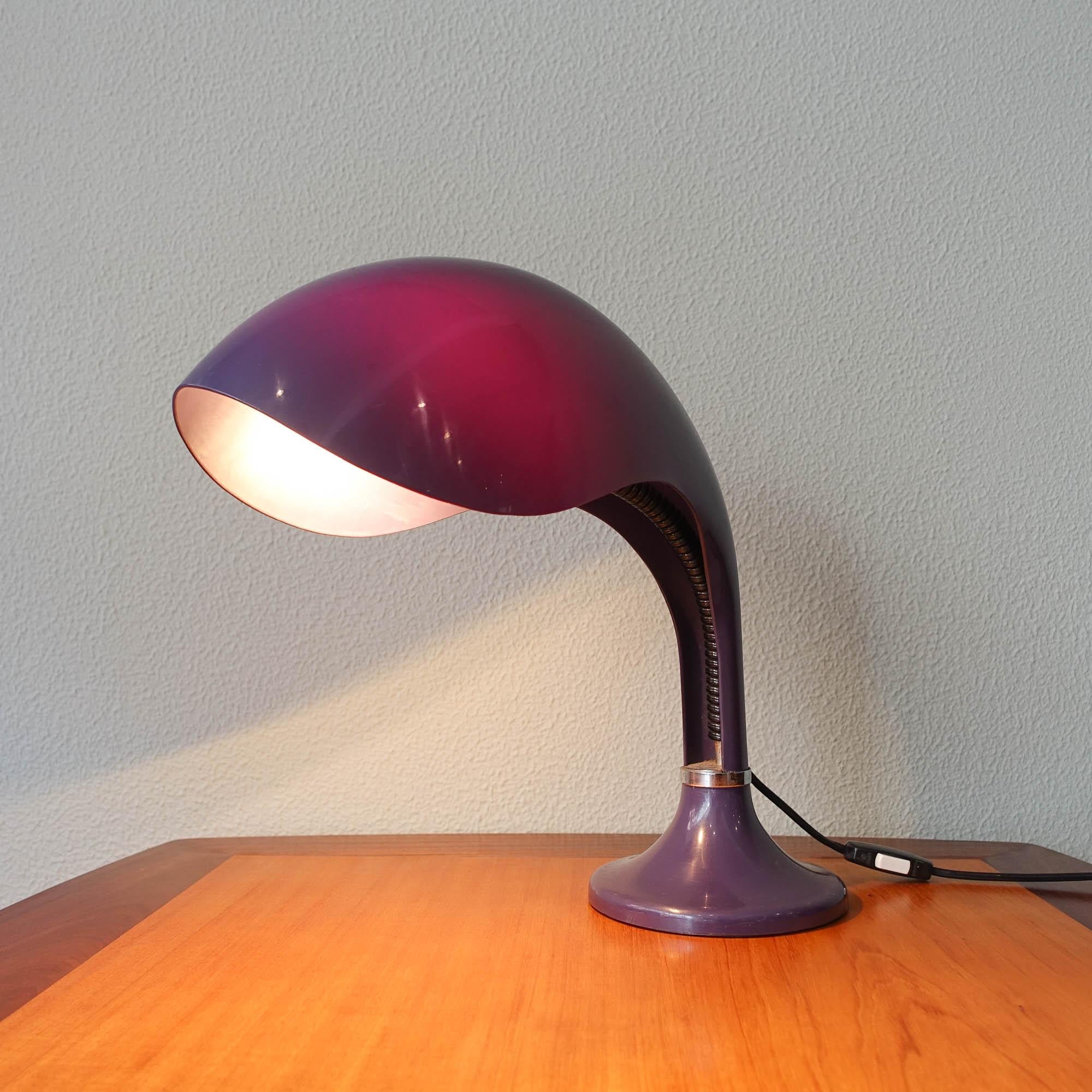 Mid-20th Century Italian Plastic and Metal Rhea Table Lamp by Marcello Cuneo for Ampaglas, 1960s For Sale