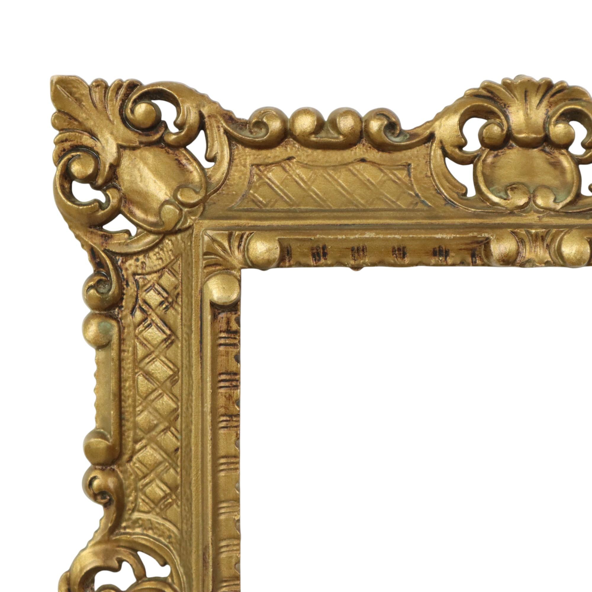 Late 20th Century Italian Plastic Rococo Frame Gold Colored CM Mod Dep 44x37cm For Sale
