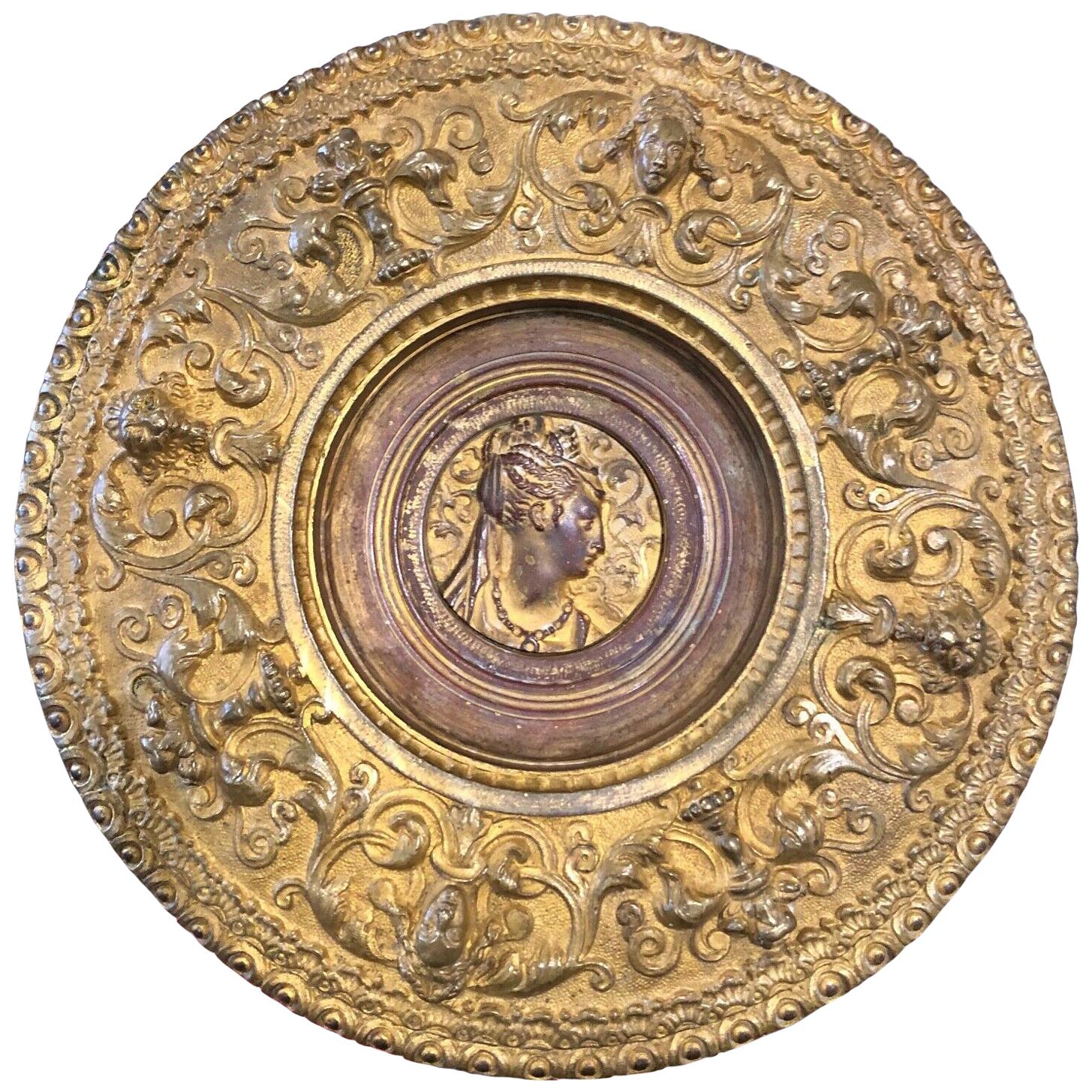 Italian Plate Antonio Pandiani 'Milan 1838-1928' Bronze