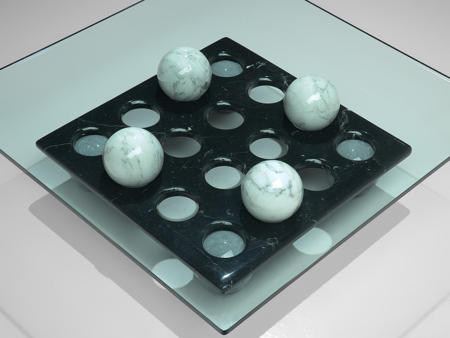 Italian Playful Coffee Table in Glass and Marble 1