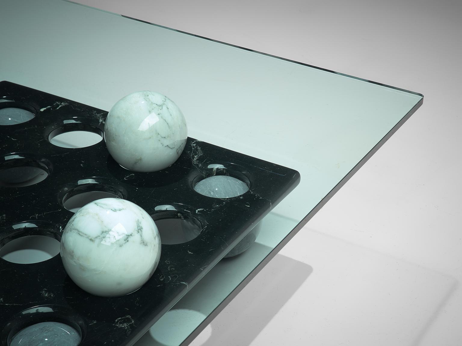 Italian Playful Coffee Table in Glass and Marble 2