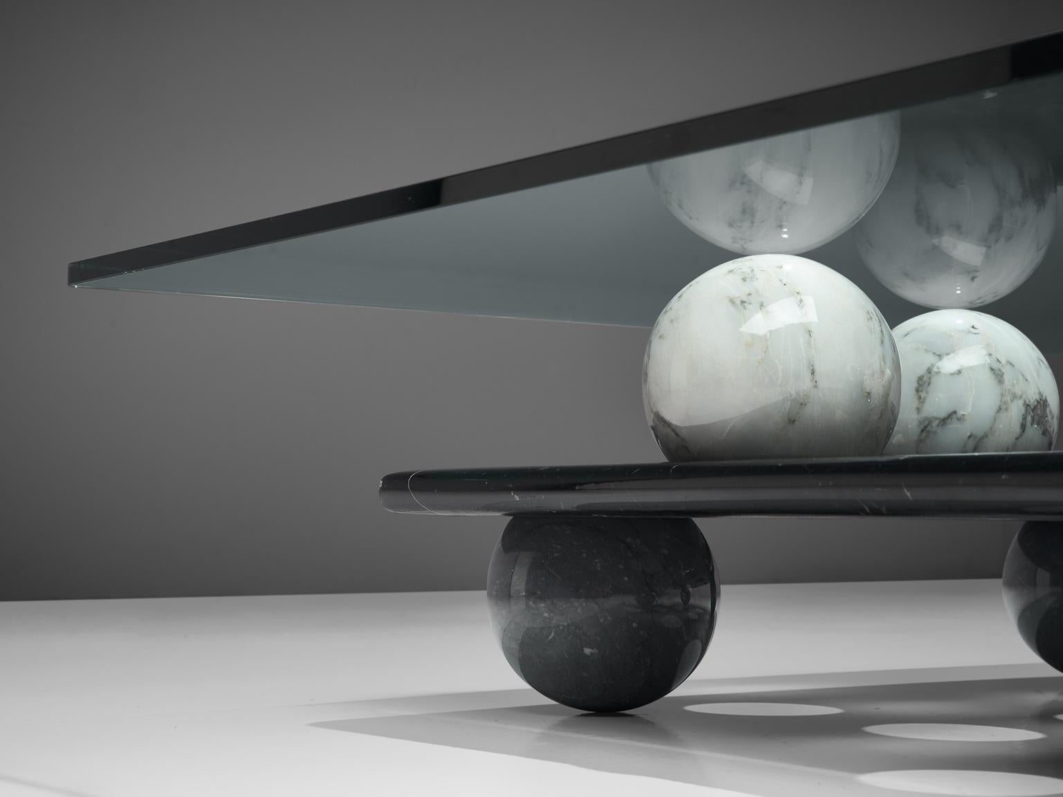 Italian Playful Coffee Table in Glass and Marble 3