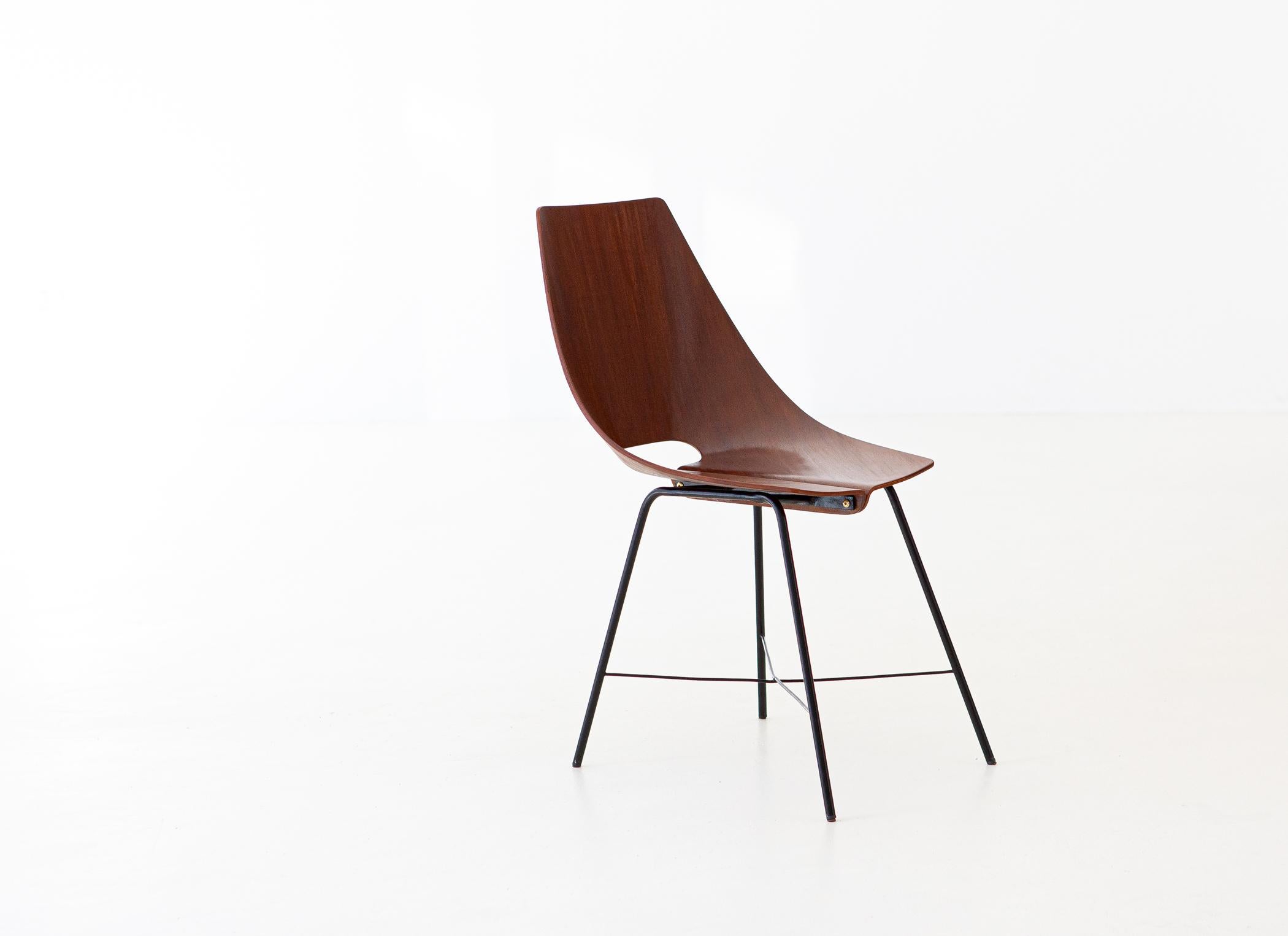 Iron Italian Plywood Chair by Società Compensati Curvati, 1950s