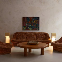 Italian Pleated Velvet Sofa in the Manner of De Pas, D’Urbino & Lomazzi, 1970s