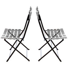 Italian Plexiglas Bistro Chairs, Pair of Two, 2000s