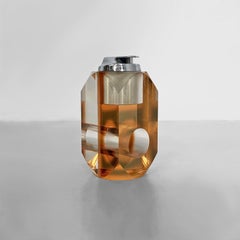 Italian plexiglass and chrome-plated steel table lighter, 1970s