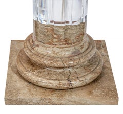 Italian Plexiglass and Travertine Pedestal/Column/Base/Leg