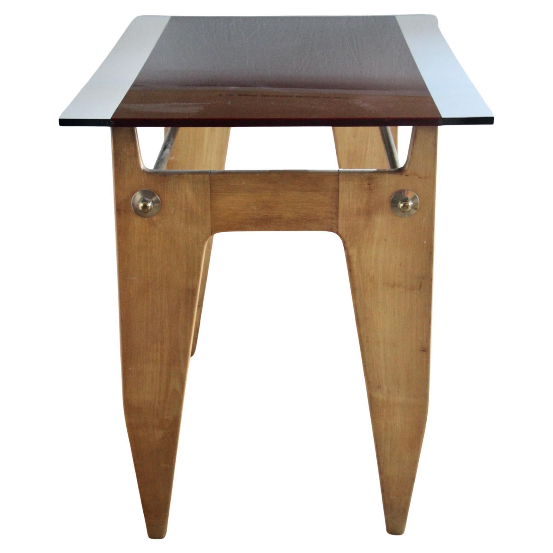 Italian plexiglass and wood console table