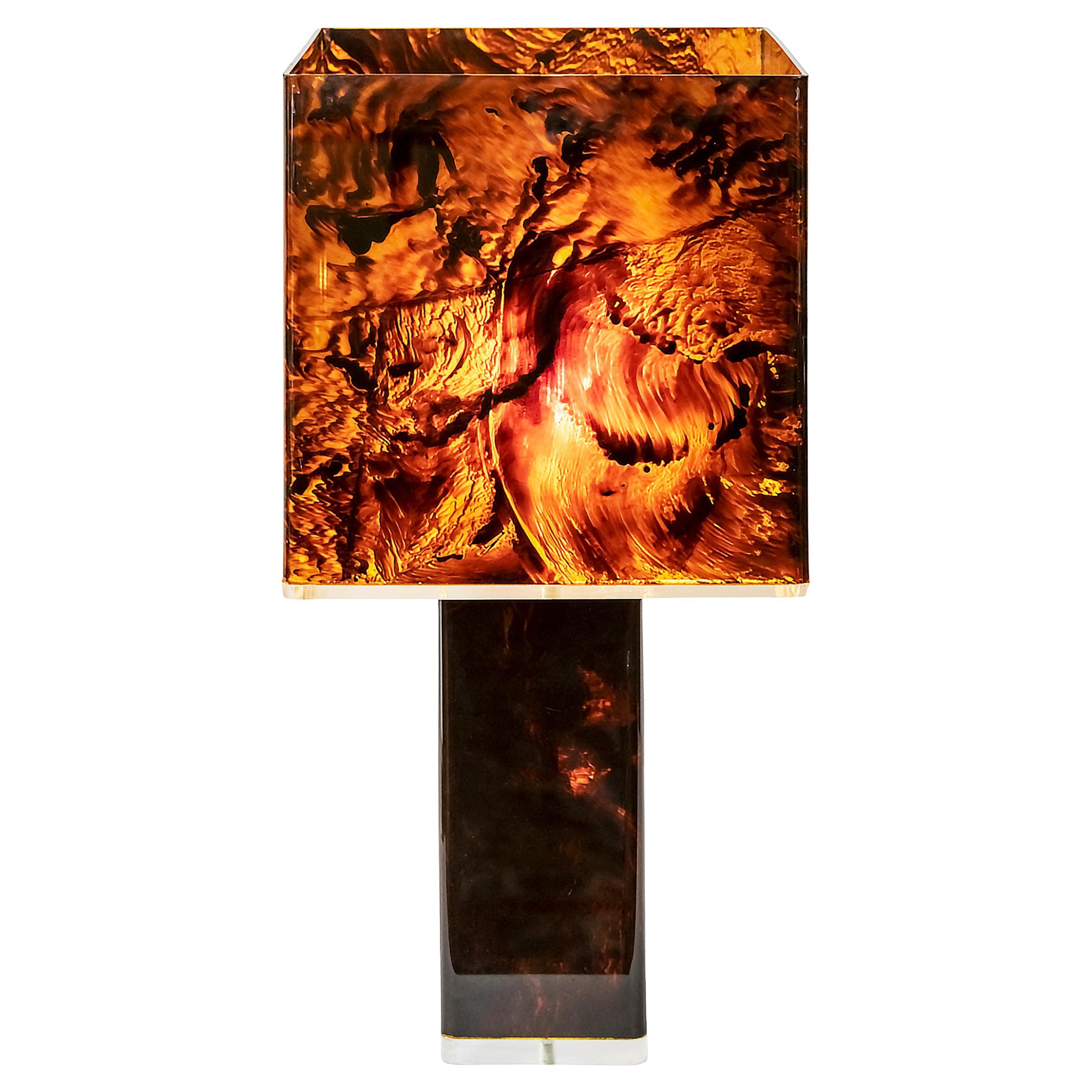 Italian Plexiglass Table Lamp for 1970s
