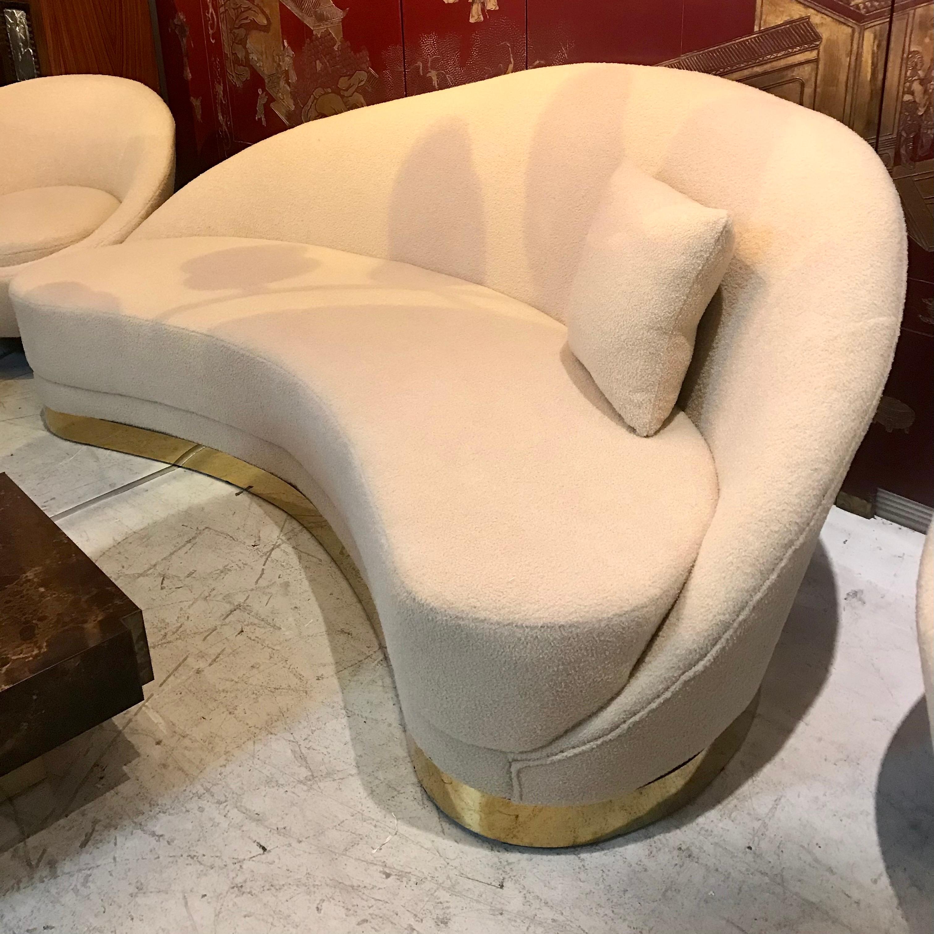 20th Century Italian Plush  Curved Sofa 
