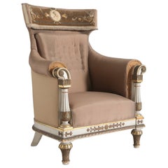 Italian Poets Chair with Original Paintwork, Carving and Embroidery