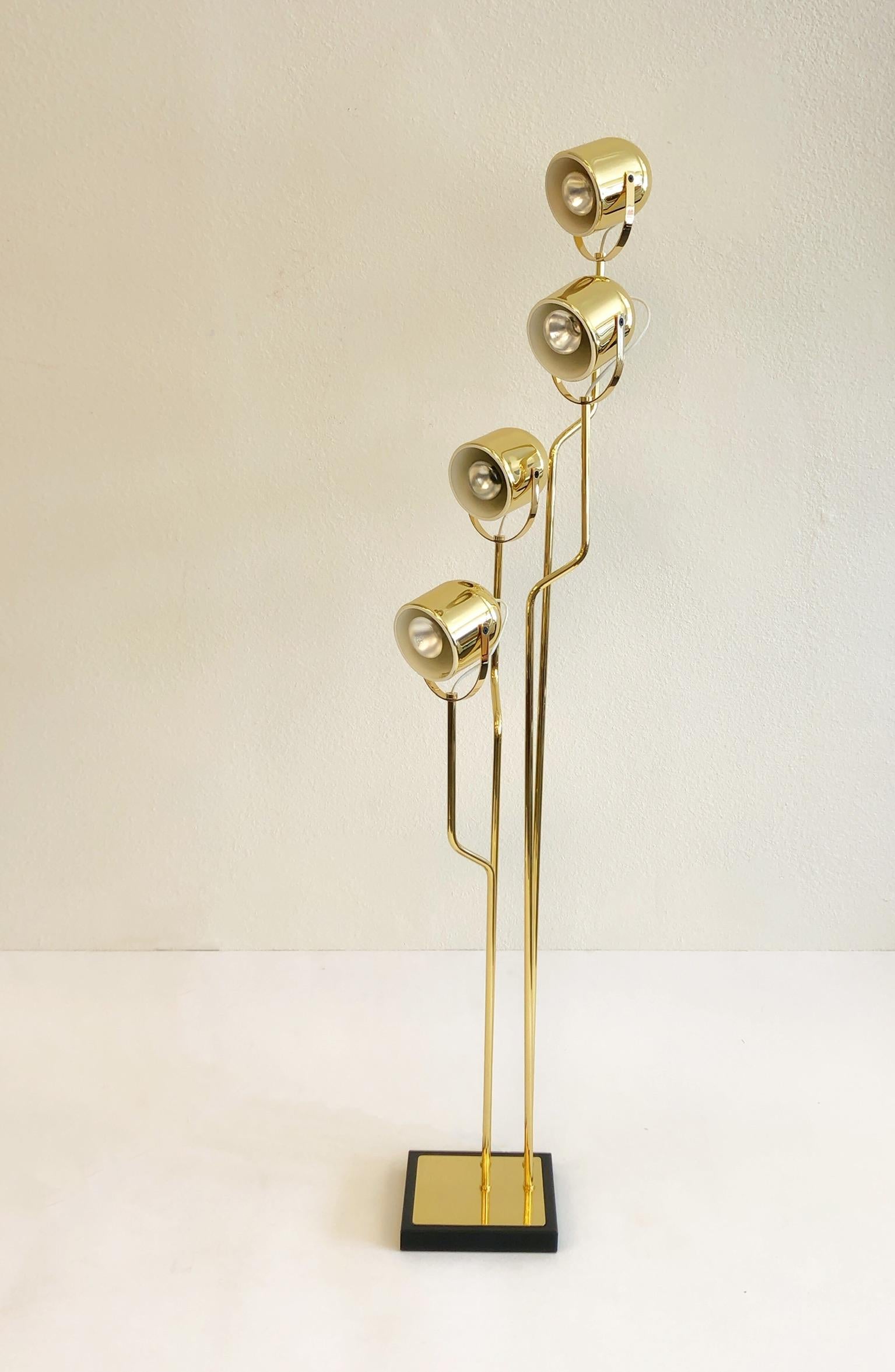 Italian Polish Brass Floor Lamp by Goffredo Reggiani For Sale 3