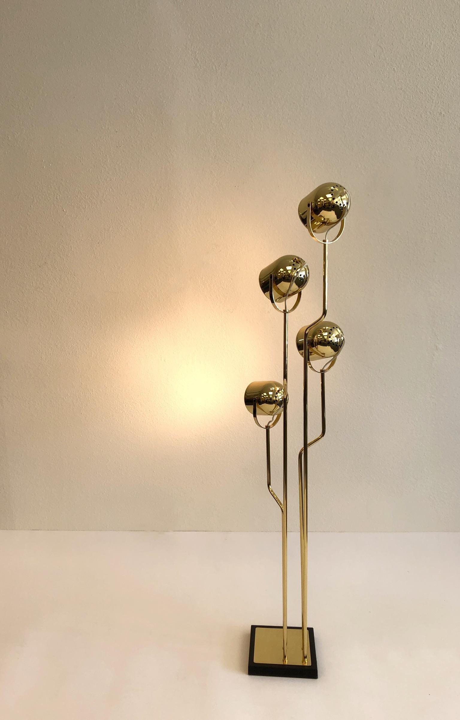 Modern Italian Polish Brass Floor Lamp by Goffredo Reggiani For Sale