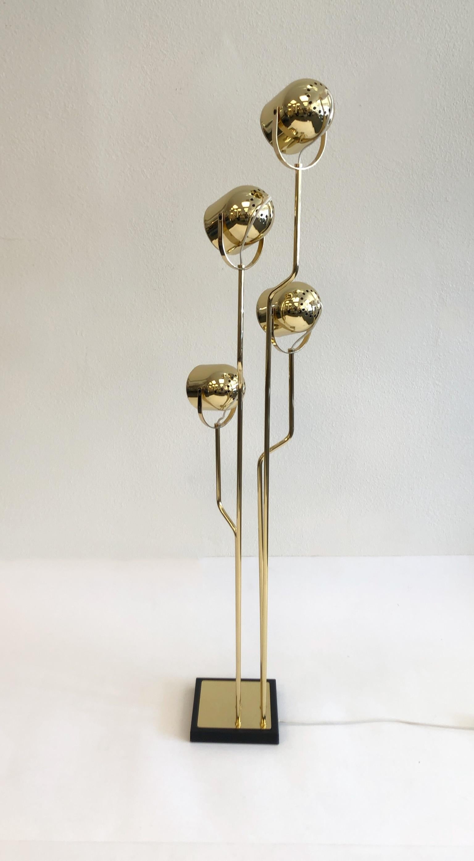 Polished Italian Polish Brass Floor Lamp by Goffredo Reggiani For Sale