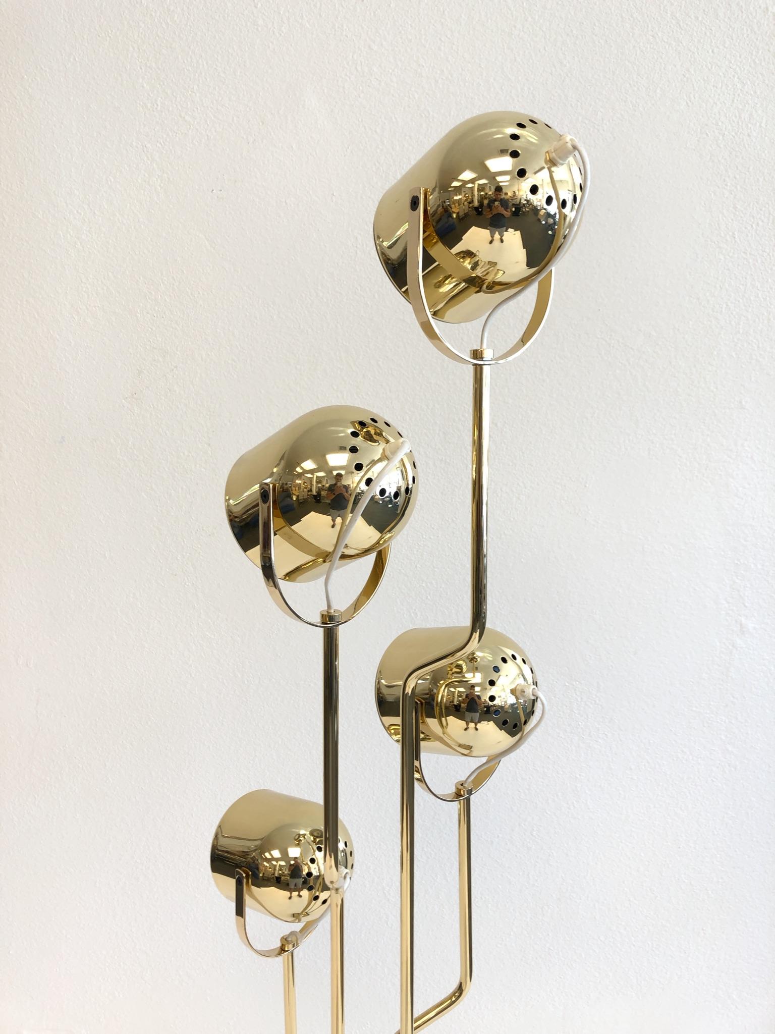 Italian Polish Brass Floor Lamp by Goffredo Reggiani In Excellent Condition For Sale In Palm Springs, CA