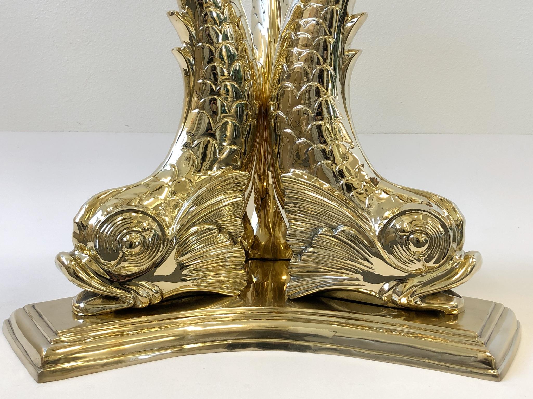 Italian Polish Bronze and Glass Fish Entry Table 1