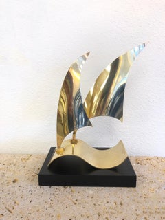 Escultura velero de bronce polaco italiano de Emilio Lancia