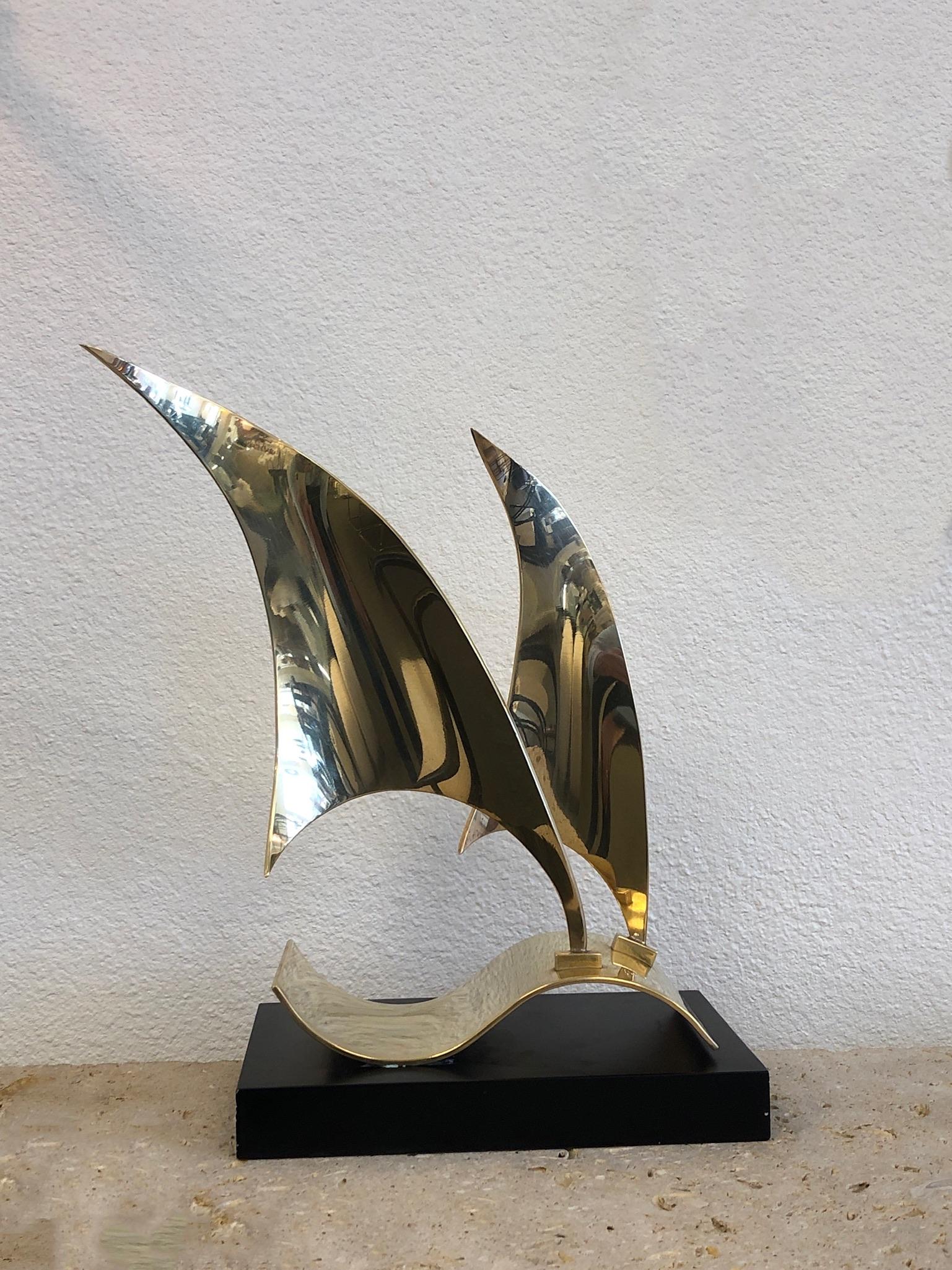 Italian Polish Bronze Sail Boat Sculpture by Emilio Lancia  For Sale 3