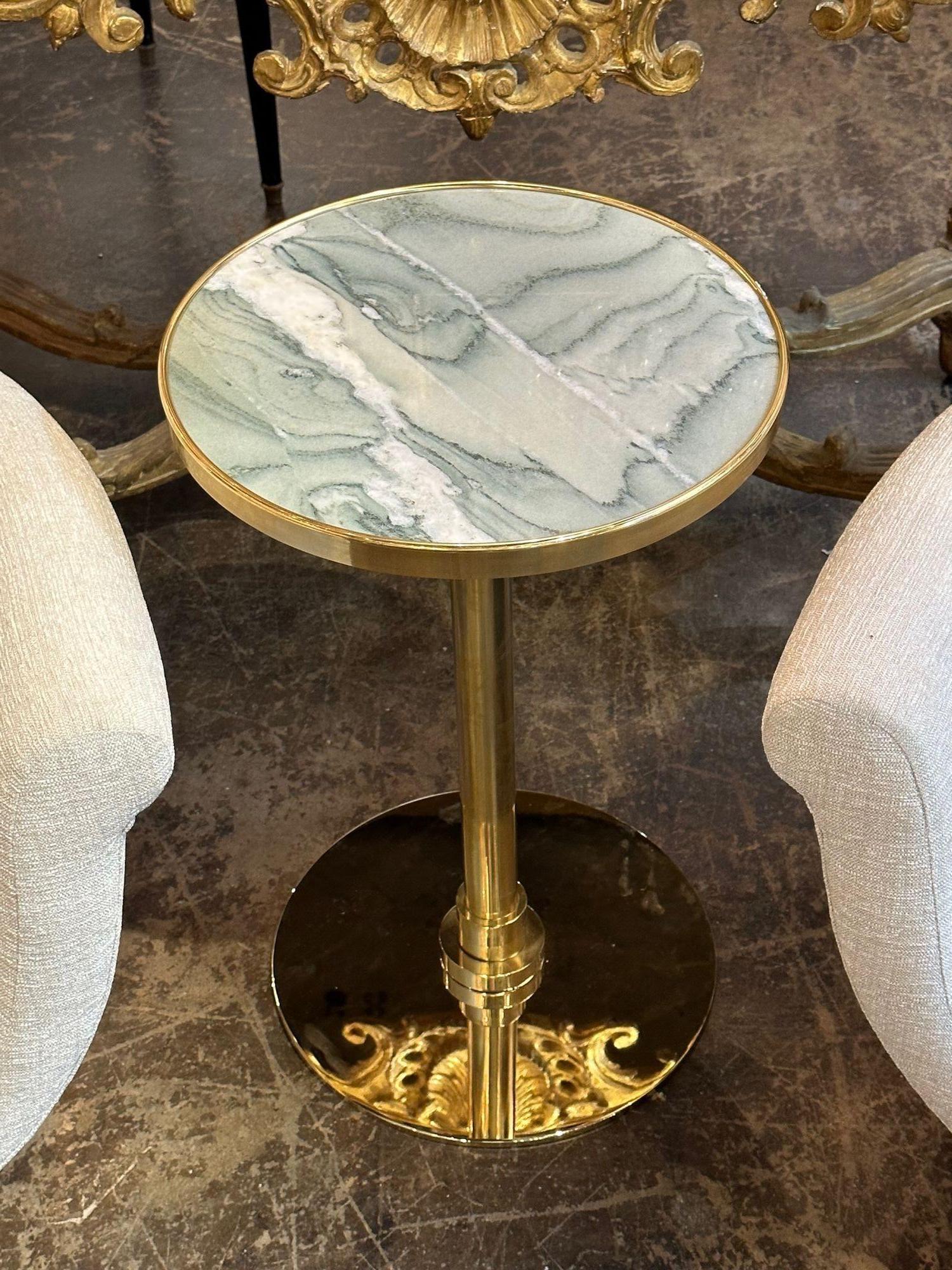 Italian Polished Brass and Onyx Side Table In Good Condition In Dallas, TX