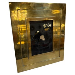 Italian Polished Brass Geometric Picture Frame, 1970s