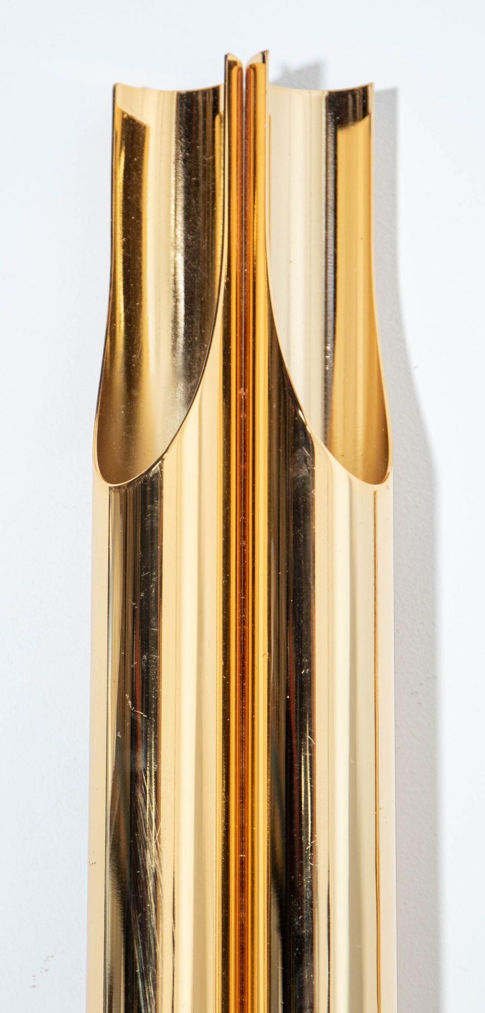 Post-Modern Italian Polished Brass Orgue Wall Sconce 1 of 5 For Sale
