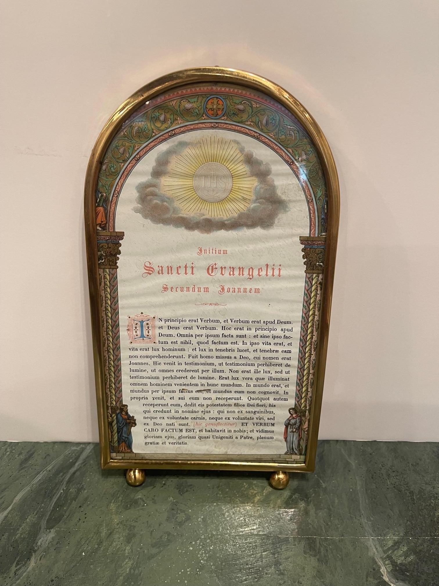 Italian Restored Polished Brass Picture Frame, 19th Century