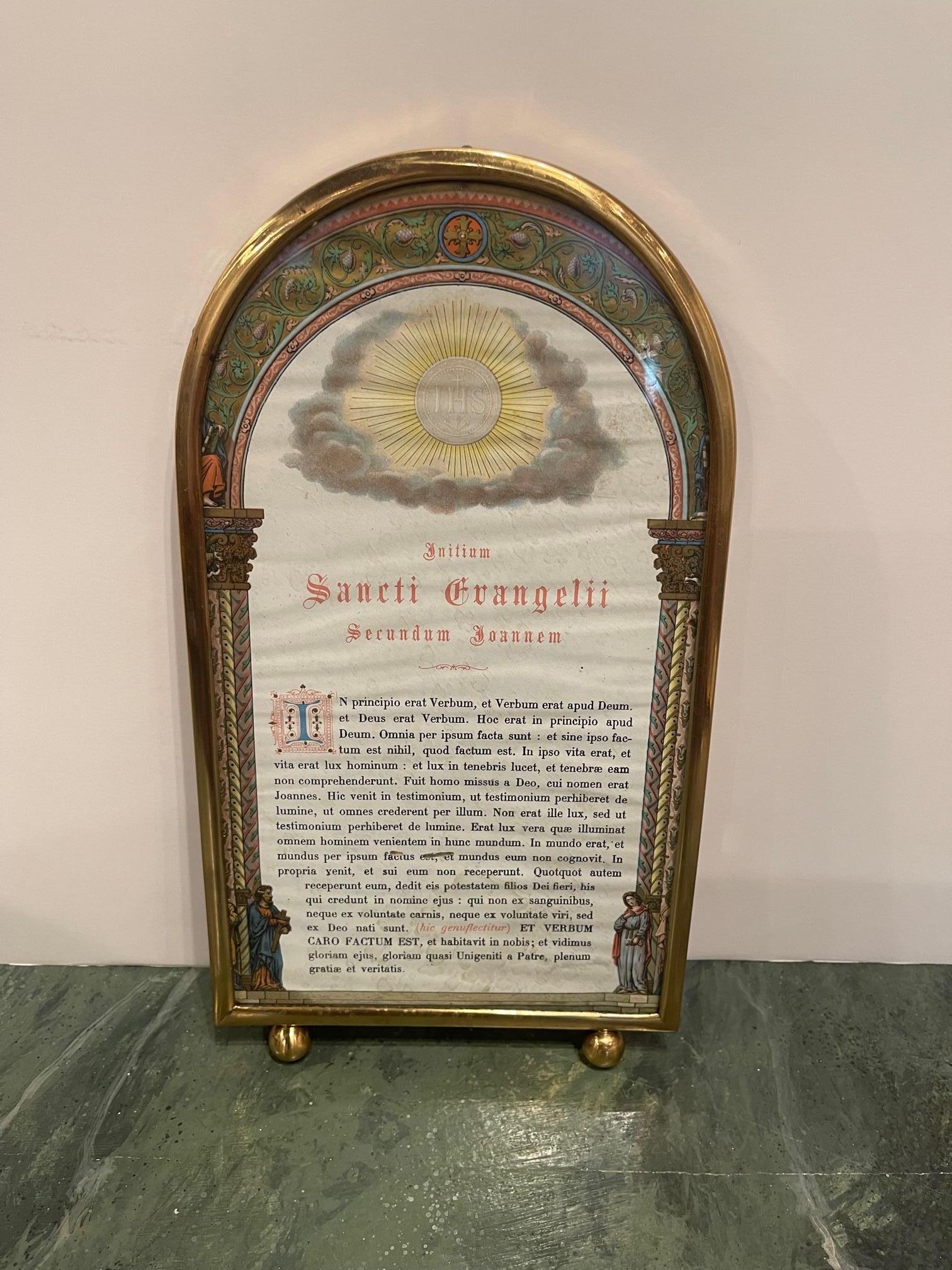 Italian Polished Brass Picture Frame, 19th Century In Good Condition For Sale In Savannah, GA