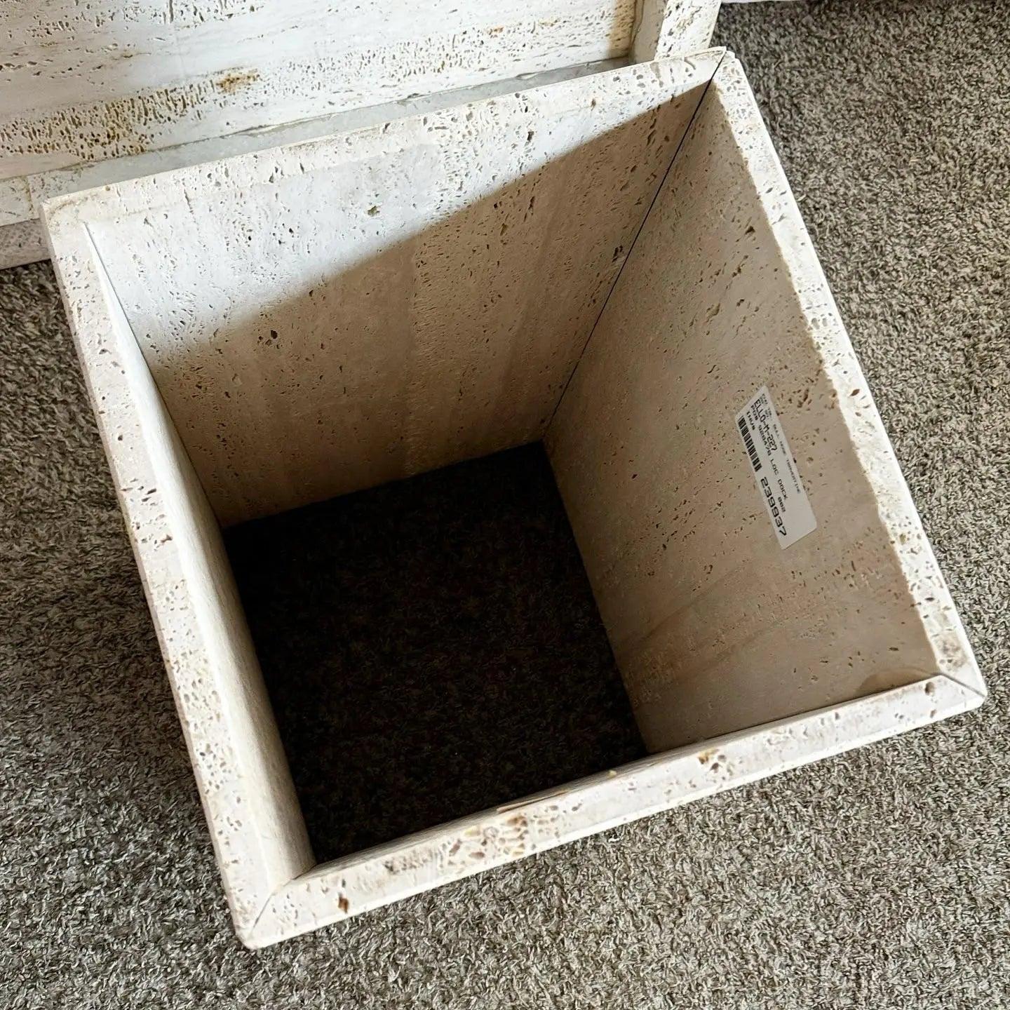 Italian Polished Bullnose Travertine Square Top Side Table For Sale 2