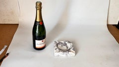 Italian Polished Marble Ashtray – 1960s – White and Grey Veining, Square Shape